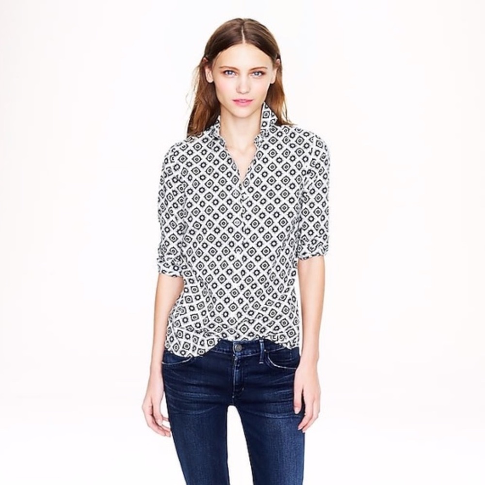 J. Crew Perfect Fit Foulard Print Button Up Shirt